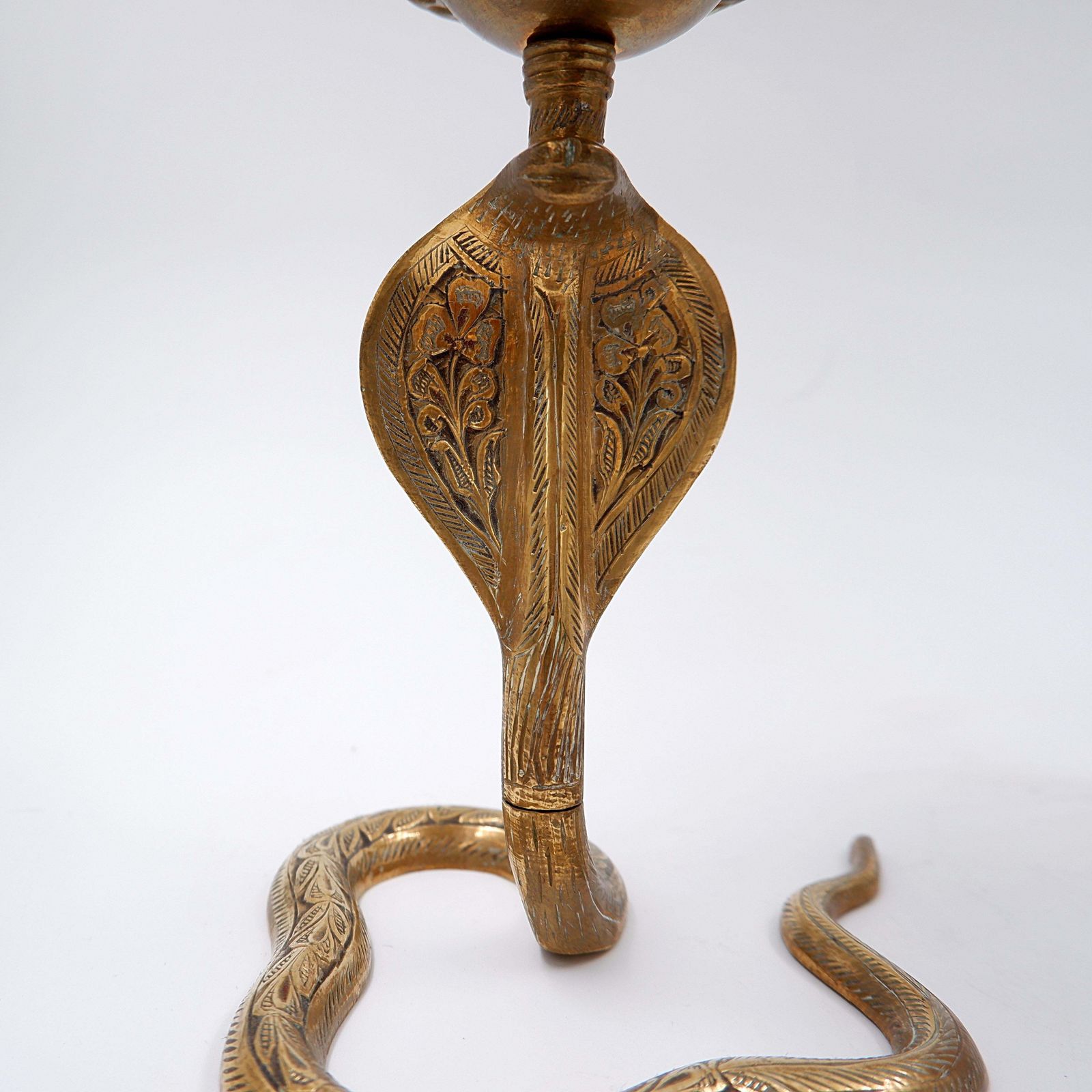 Pair Of Engraved Brass Cobra Candlesticks   Bohemian Style, 1960s photo buy