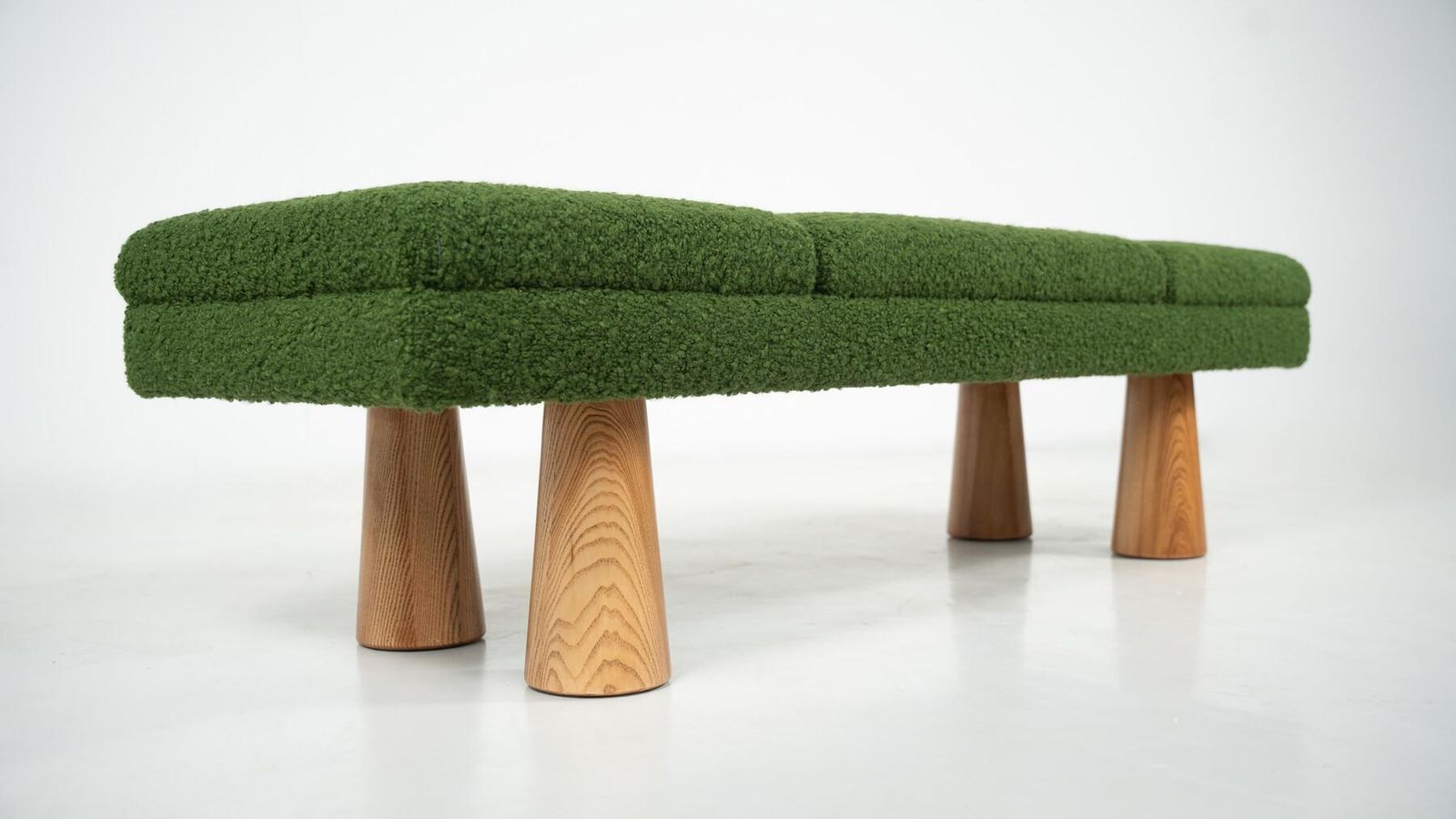 Contemporary Green Bench, Wood And Fabric, Italy photo vinterior