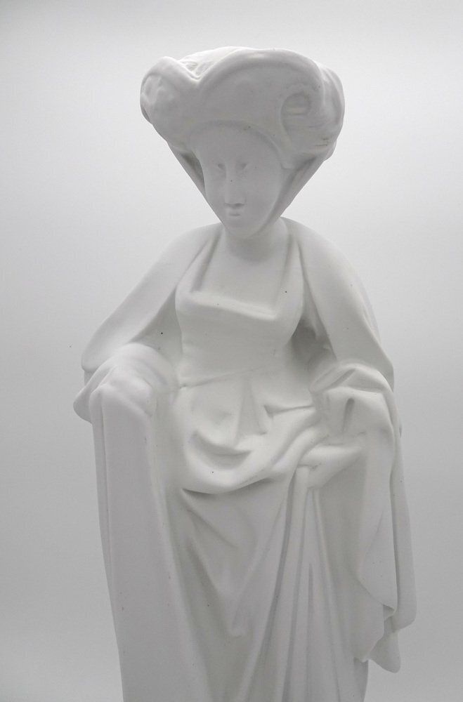 294.0 Vintage Medieval Lady Bisque Porcelain Figurine, 1970s photo