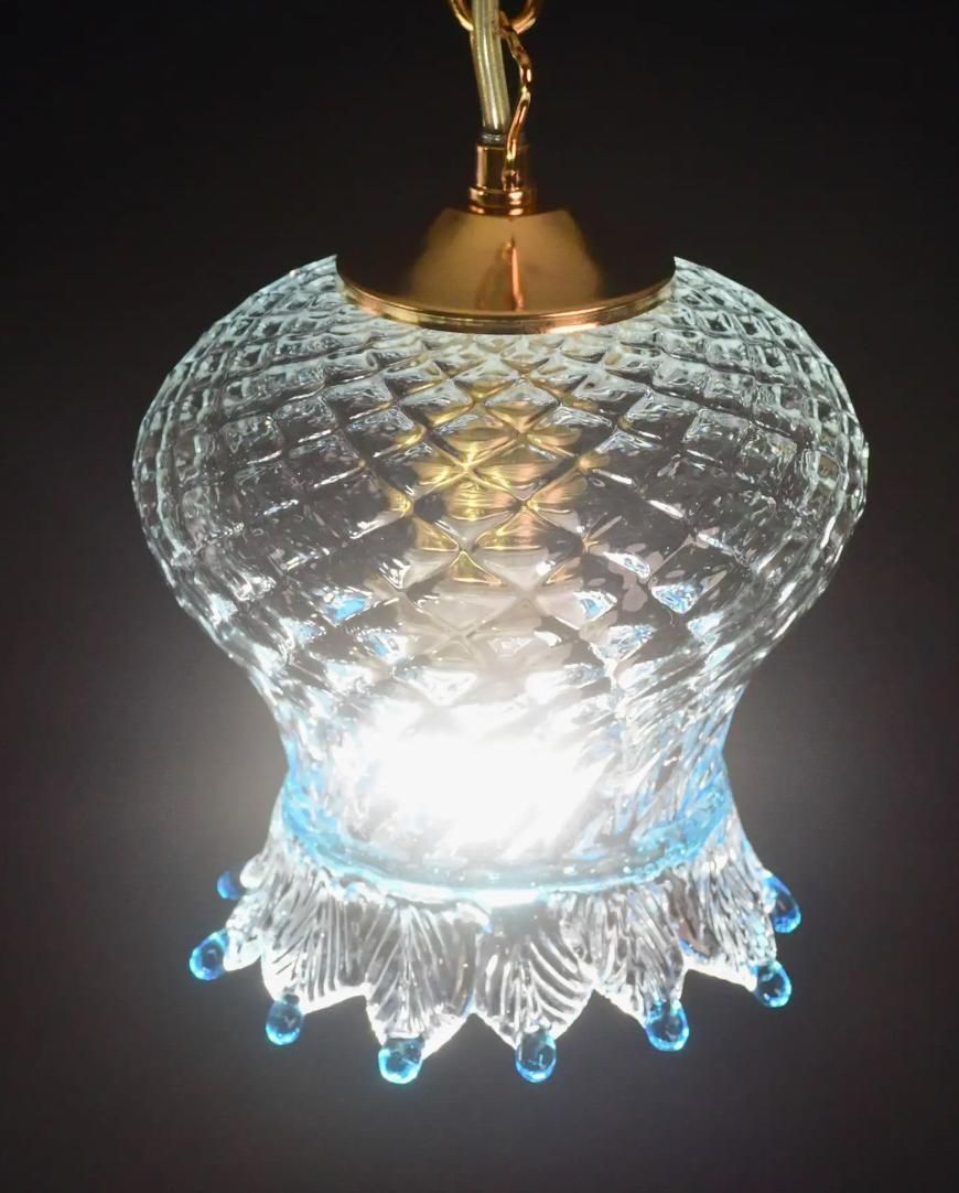 Set Of 5 Murano Glass Pendant Lights, Blue & Transparent, Europe, 1980 photo vinterior