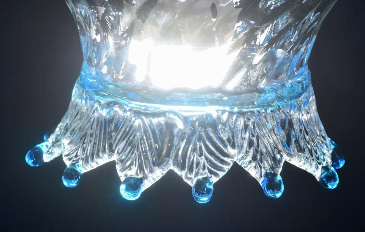 photo for sale Set Of 5 Murano Glass Pendant Lights, Blue & Transparent, Europe, 1980