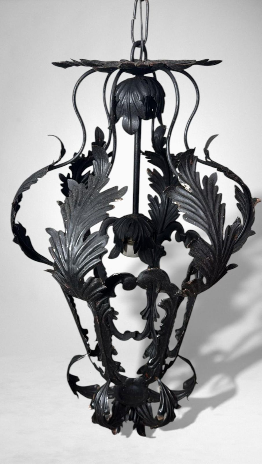 Italian Florentine Renaissance Revival Style Pair Italian Wrought Iron Lanterns photo vintage