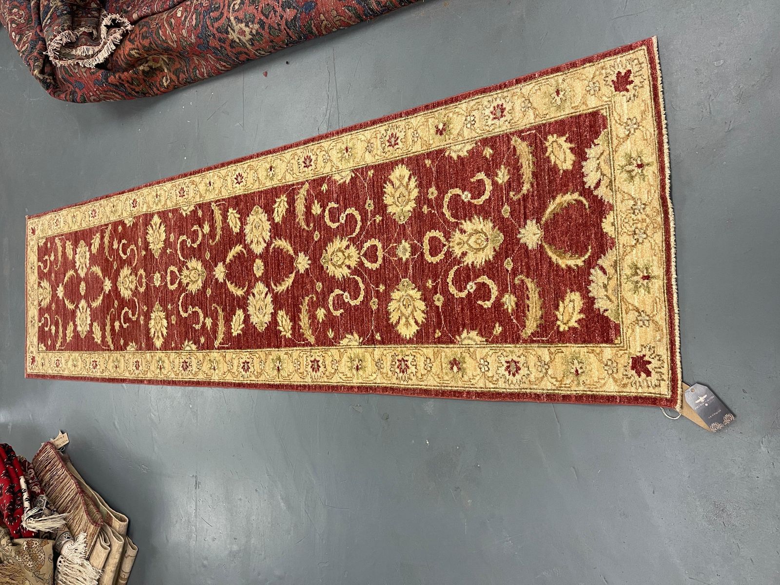 2555.0 Wine Red Traditional Runner Rug, Burgundy Wool Carpet Runner Home Decor photo