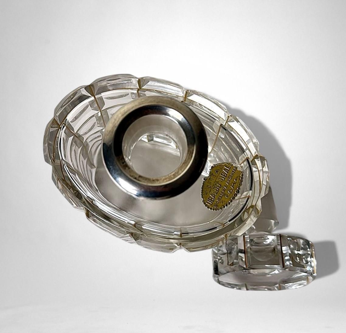 Art Deco Cut Crystal Decanter With 925 Silver Collar By Cacchione Milan photo buy