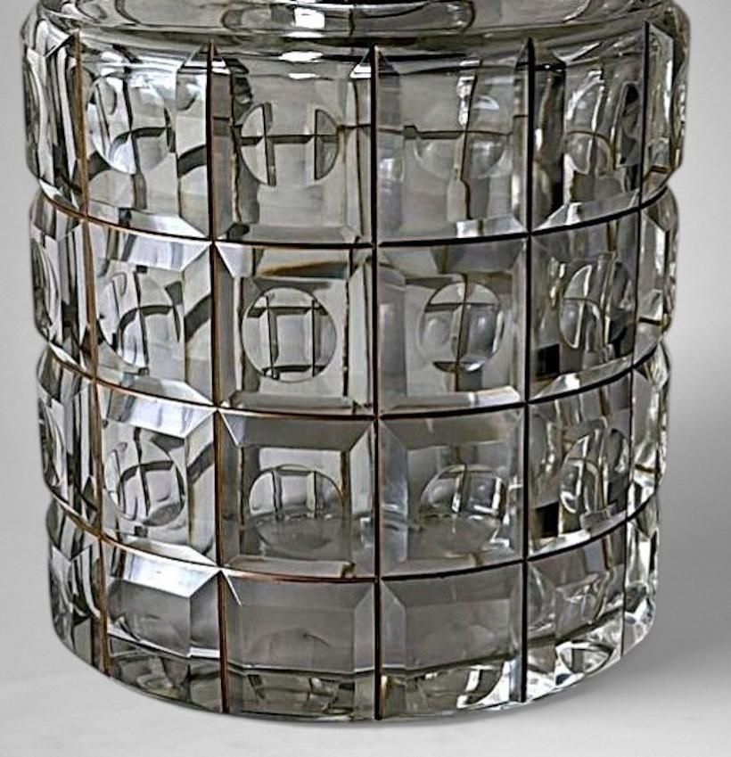 photo buy Art Deco Cut Crystal Decanter With 925 Silver Collar By Cacchione Milan