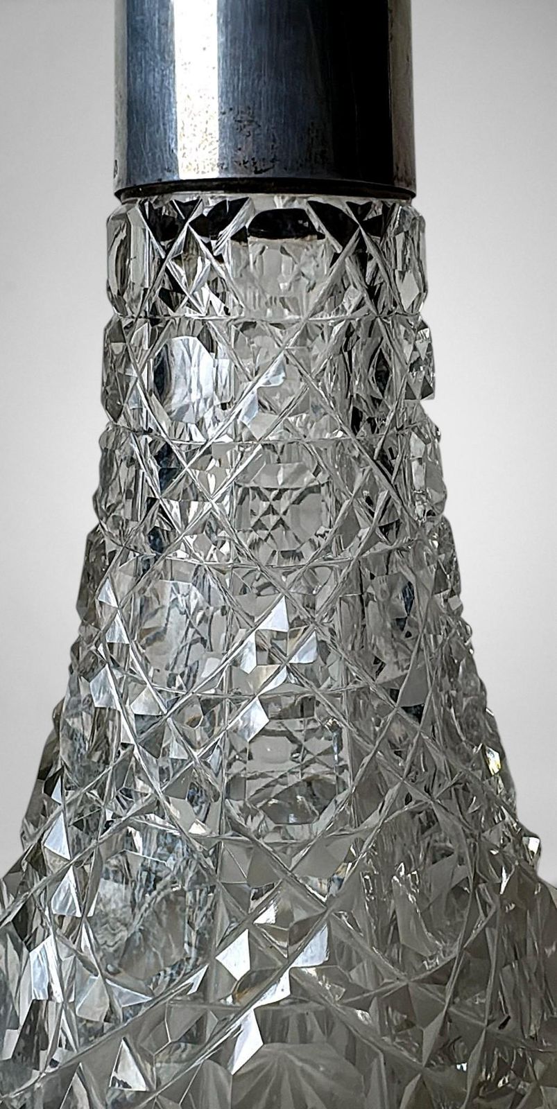 photo furniture Biedermeier Large Bohemian Crystal Perfume Bottle With German Sterling Silver