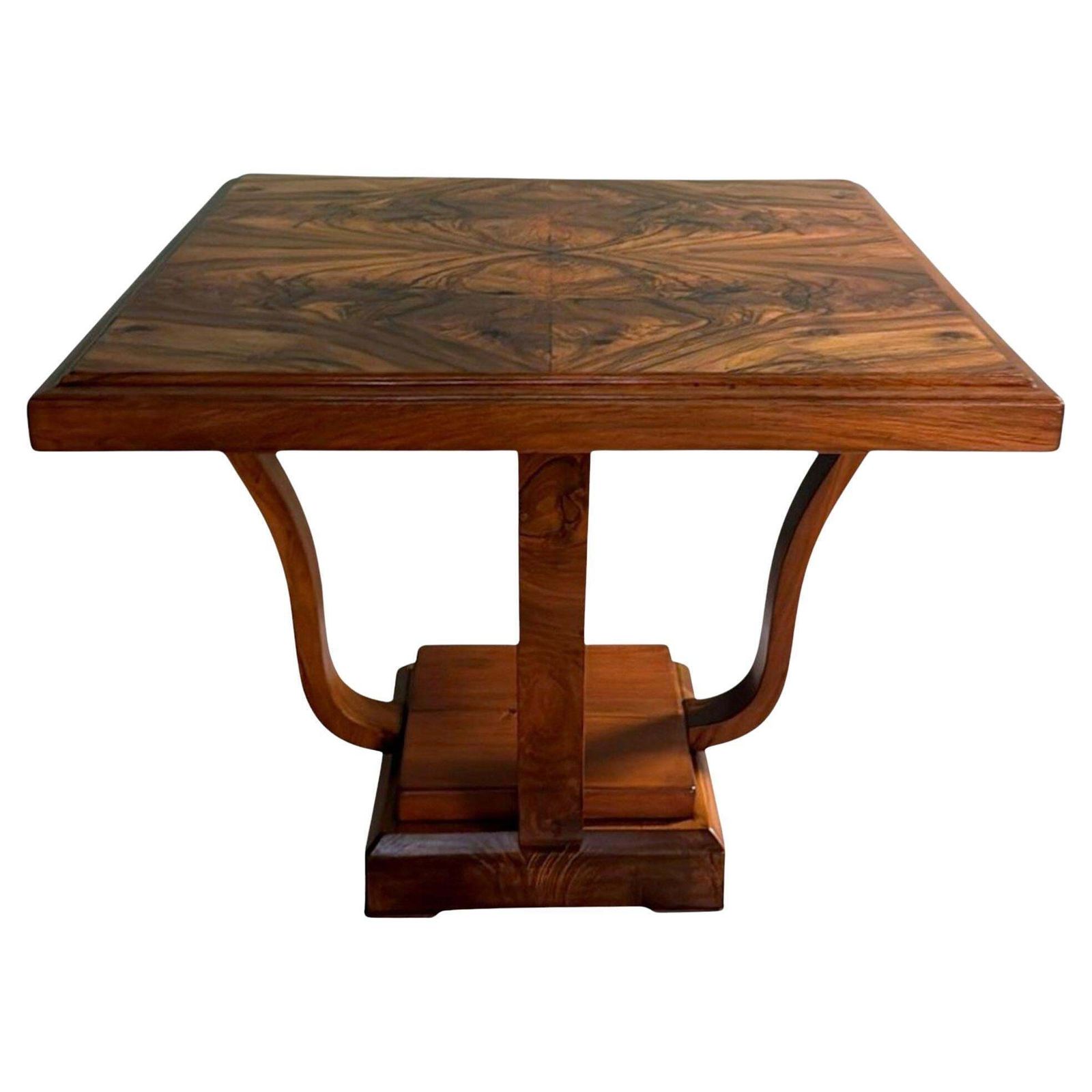 Italian Art Deco Square Coffee Table With Dual Tier Base