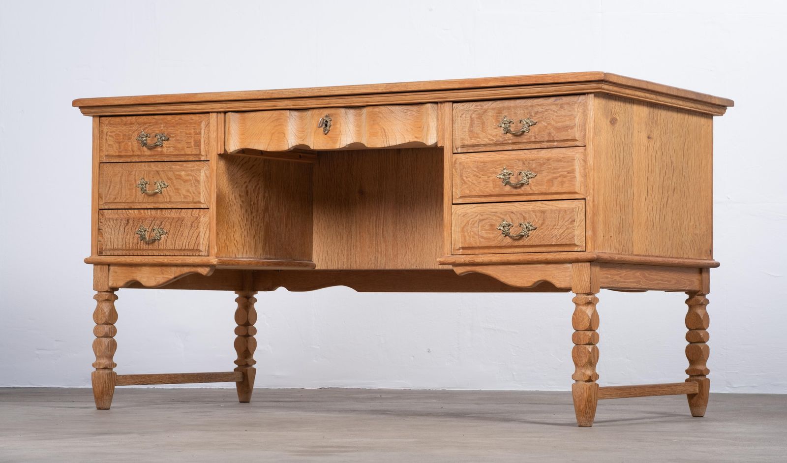Freestanding Oak Desk Attributed To Henning Kjærnulf, Denmark, 1960s photo Furniture