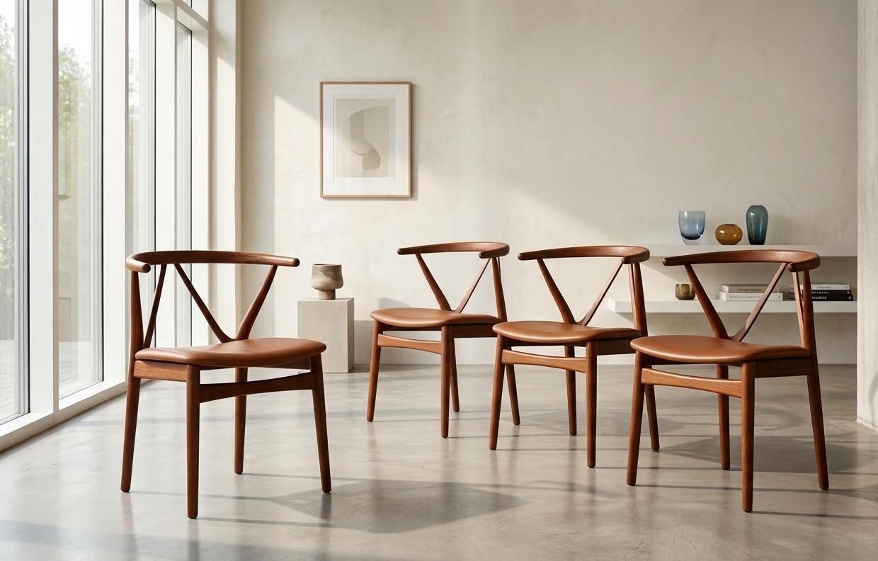 Set Of 4 Model 255 Dining Chairs By Henning Kjærnulf For Bruno Hansen, Denmark photo for sale