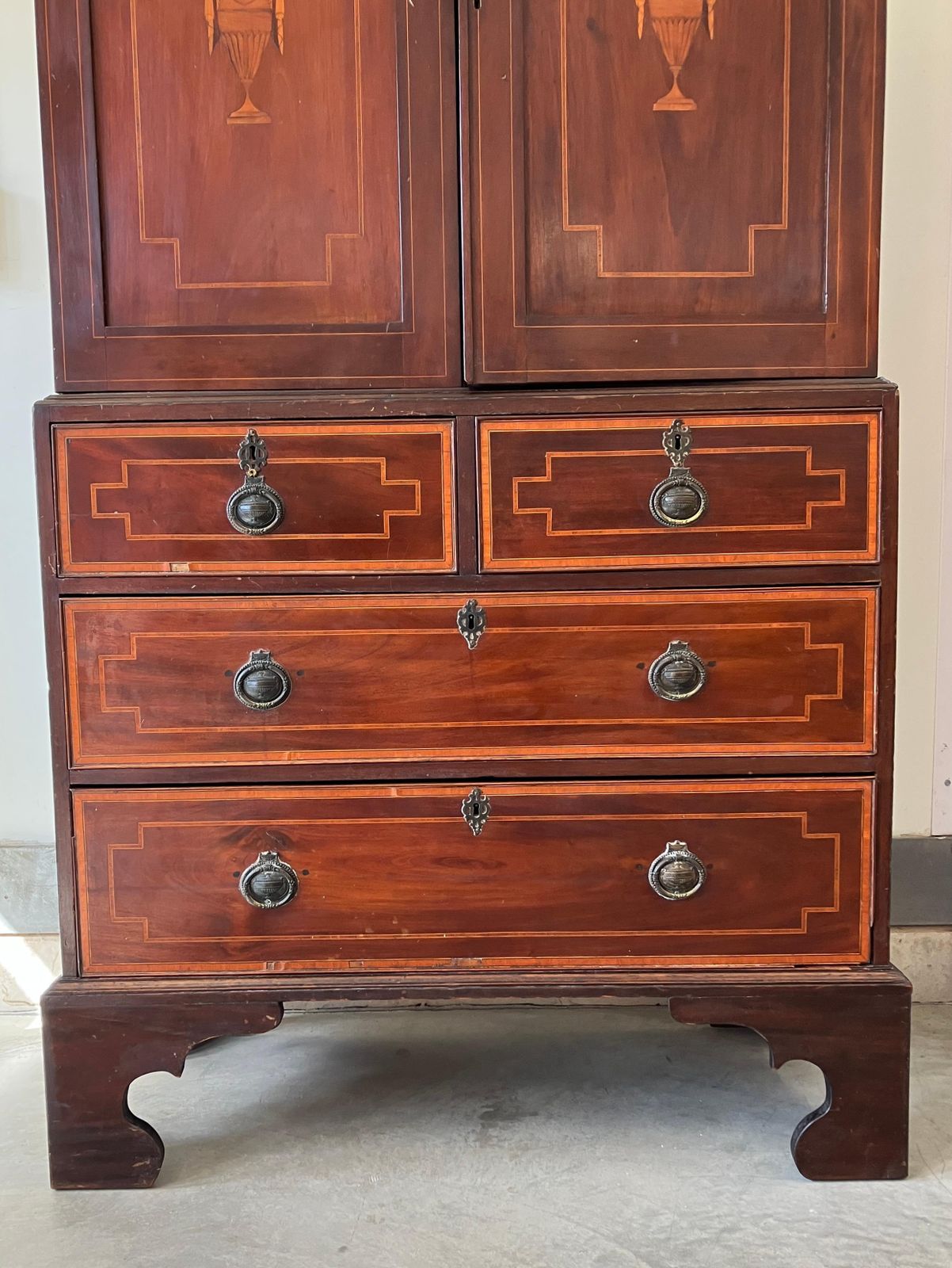 Antique Linen Press, English, Georgian, Housekeeper's Cupboard, Circa 1780 photo vintage