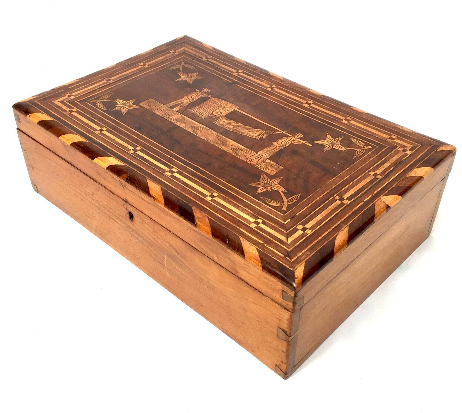 Antique Wooden Inlaid Ladies Sewing Box / Storage Work Box / Sewing Cabinet photo 249.0