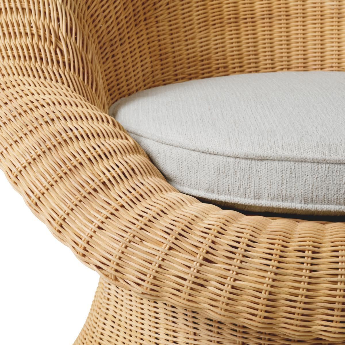 Natural Rattan Lounge Chair With Cream Fabric photo buy
