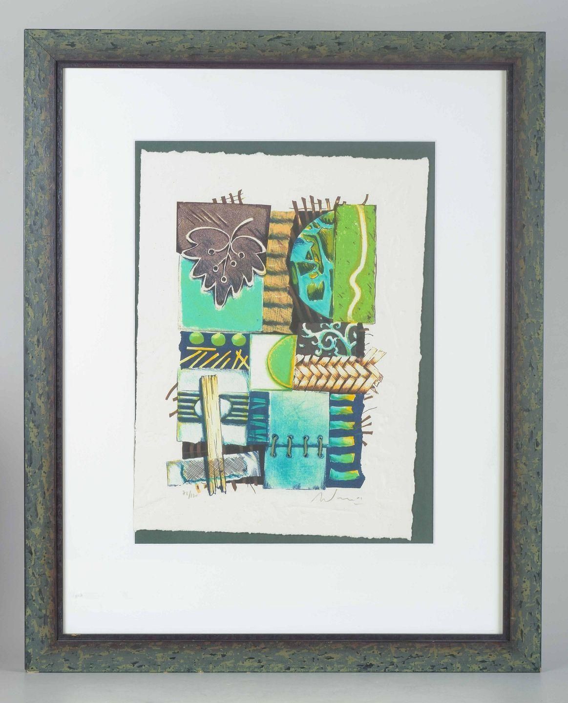 Alain Soucasse. Composition With Geometric And Organic Forms. Lithograph/Paper photo furniture