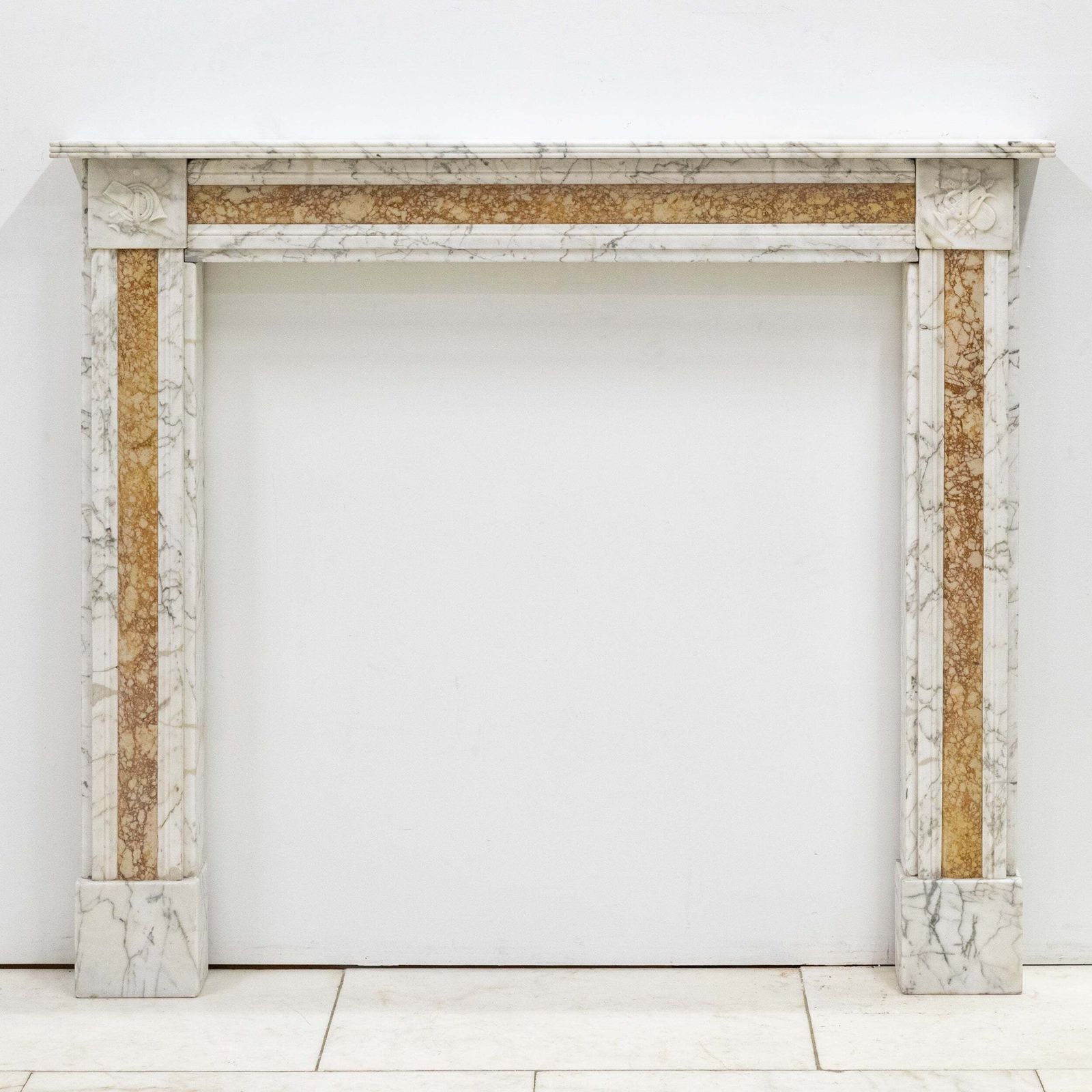 Regency Carrara Marble Fireplace Surround With Brocatelle Inlay photo Home Fixtures