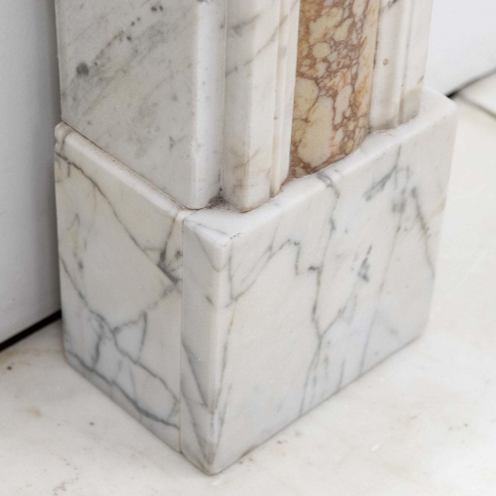photo for sale Regency Carrara Marble Fireplace Surround With Brocatelle Inlay