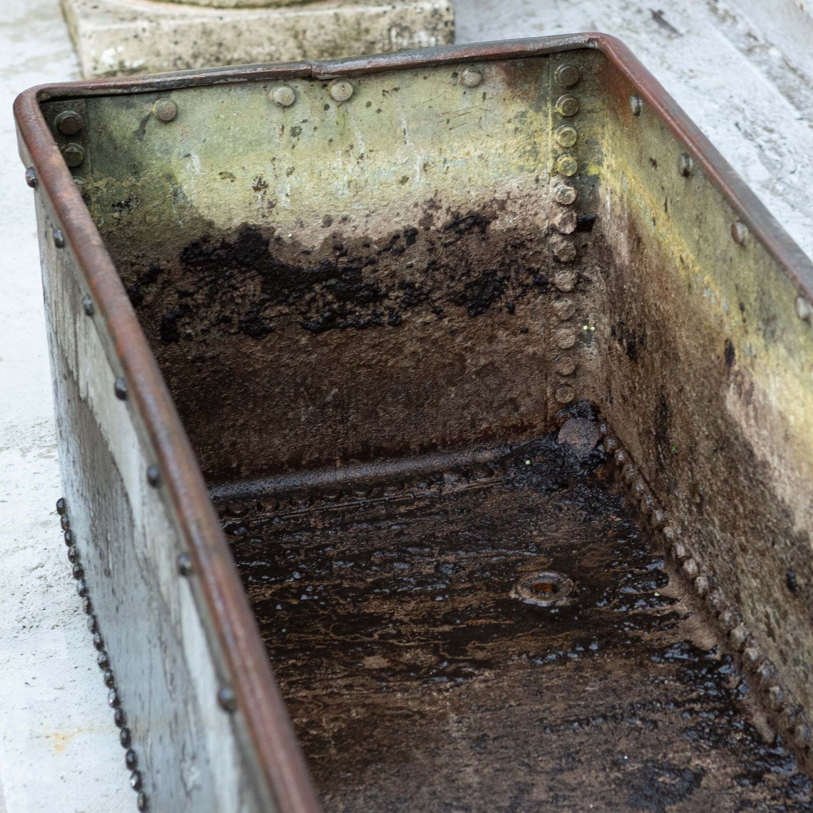 photo for sale Antique Early 20th Century Rivetted & Galvanised Garden Trough Planter