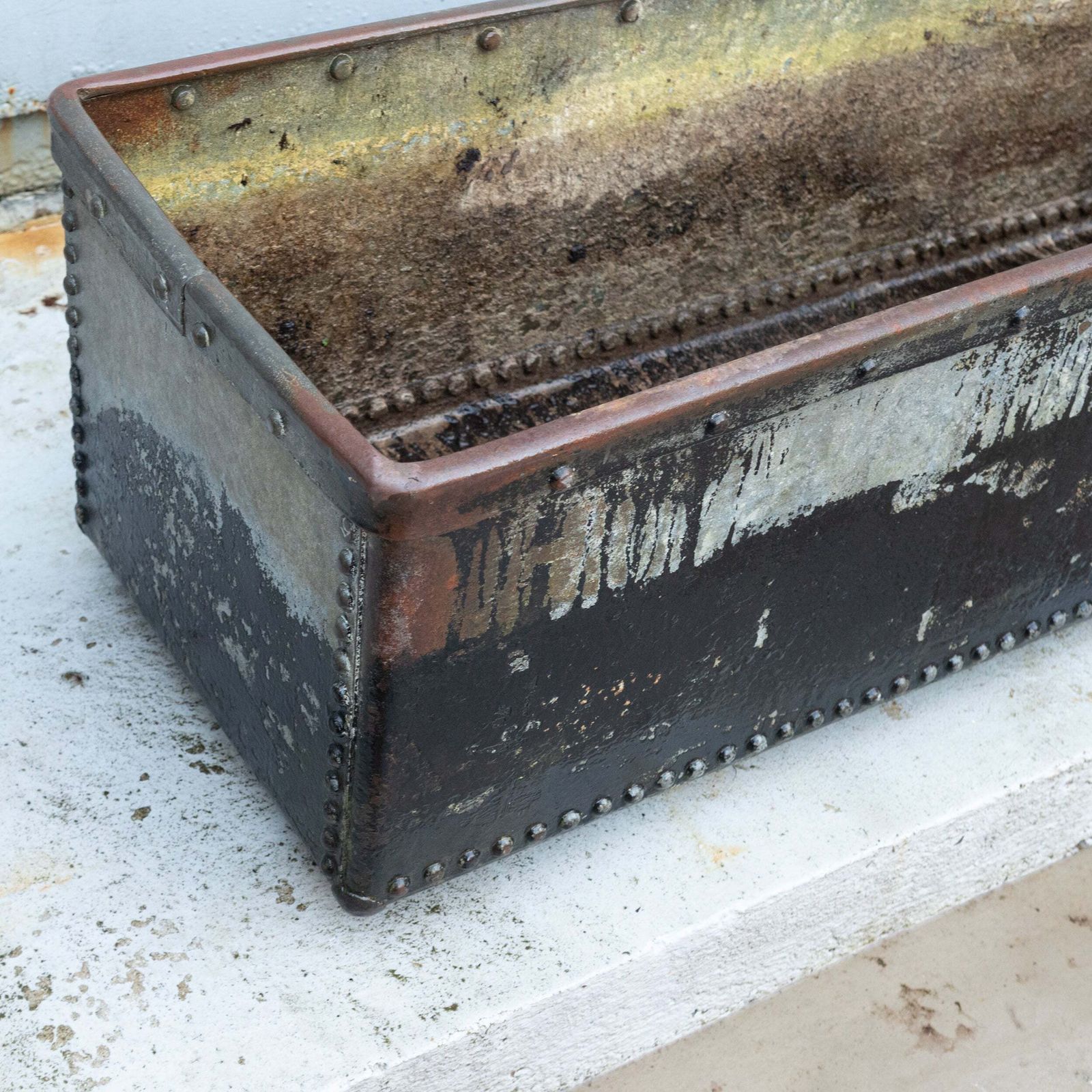 1800.0 Antique Early 20th Century Rivetted & Galvanised Garden Trough Planter photo