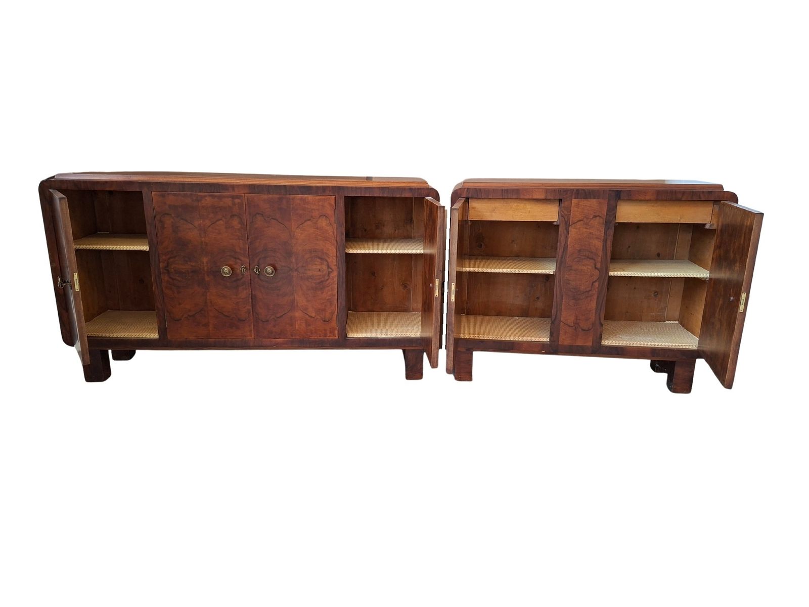 photo for sale Esclusiva Coppia Di Credenze Art Deco Anni '30 In Radica