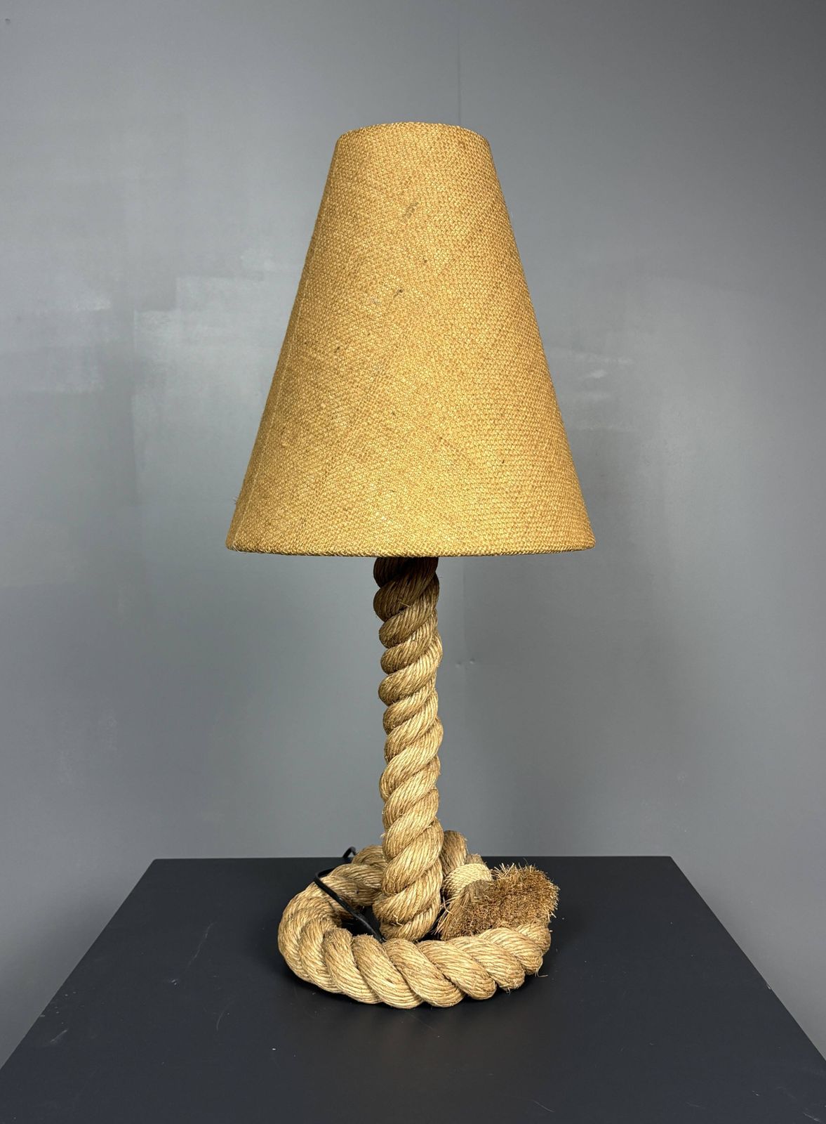 photo furniture Midcentury French Brutalist Rope Table Lamp In The Style Of Audoux & Minet