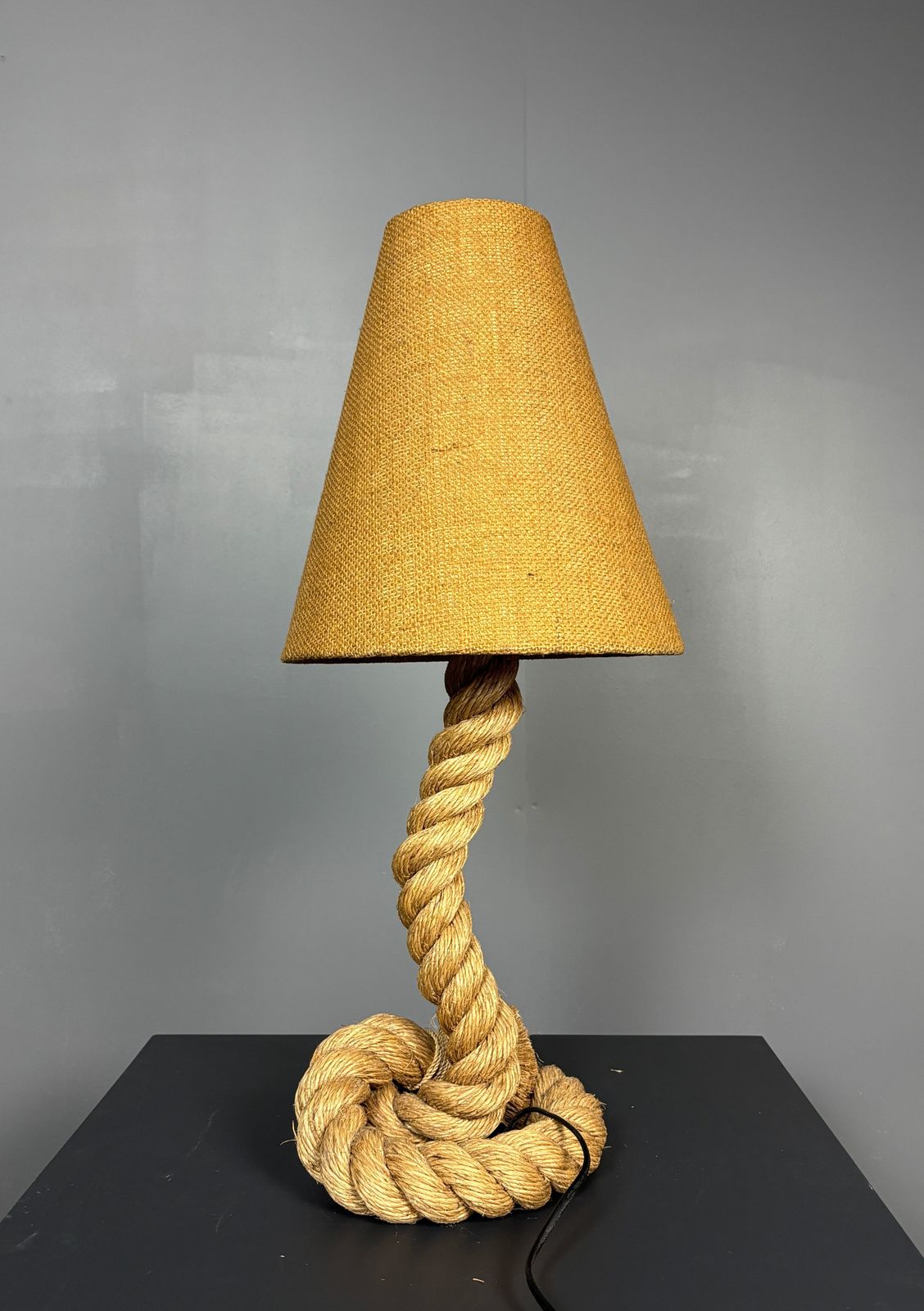 Lighting Midcentury French Brutalist Rope Table Lamp In The Style Of Audoux & Minet photo