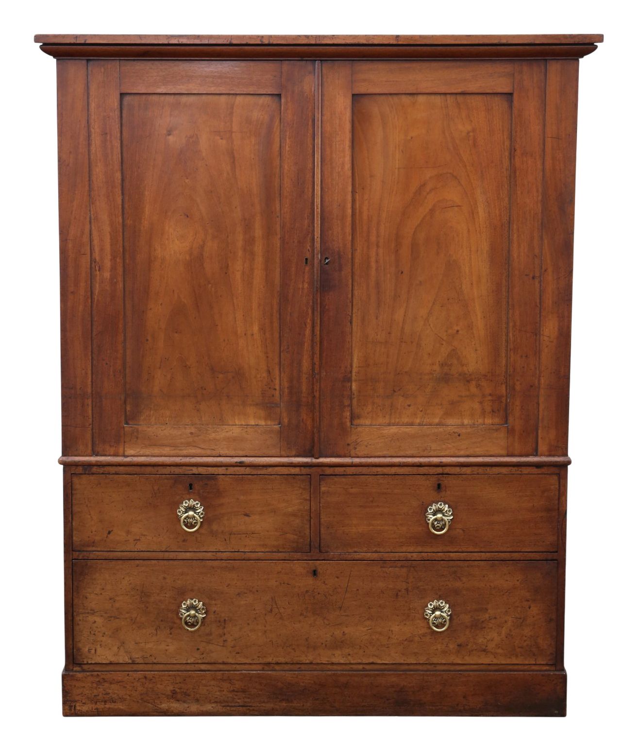 Antique C.1800 Georgian Mahogany Linen Press Wardrobe Cupboard Chest – Fine Quality
