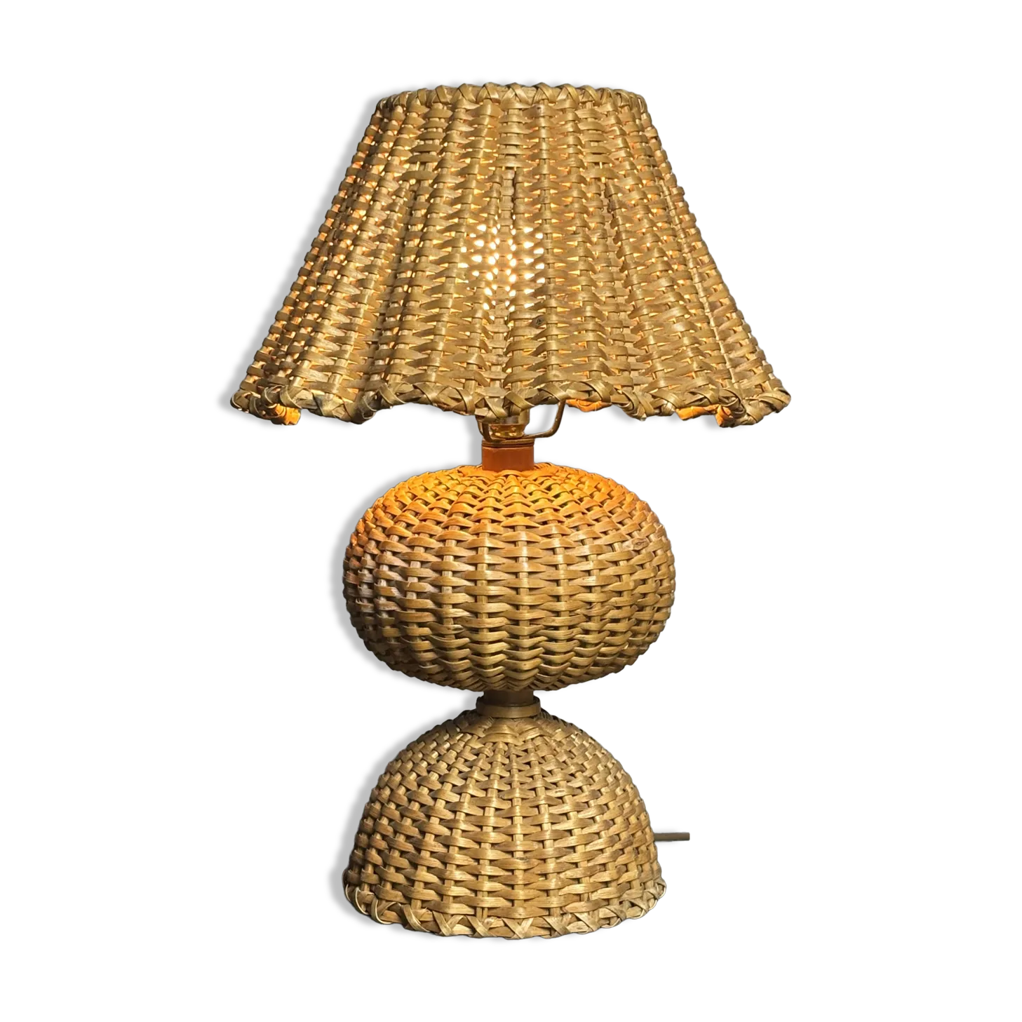 Page 1 Of 16 Midcentury Rattan Wicker Mushroom Table Lamp, 1950s