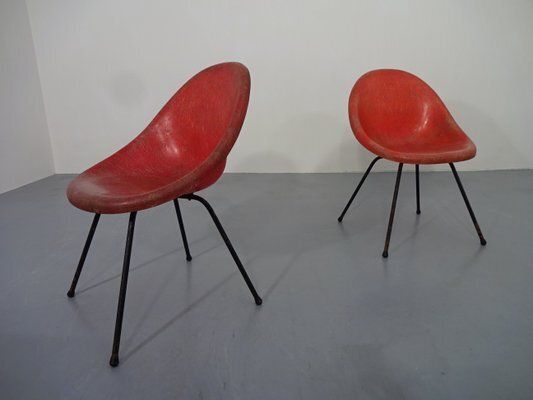 French Fiberglass Side Chairs, 1960s, Set Of 2 photo vinterior