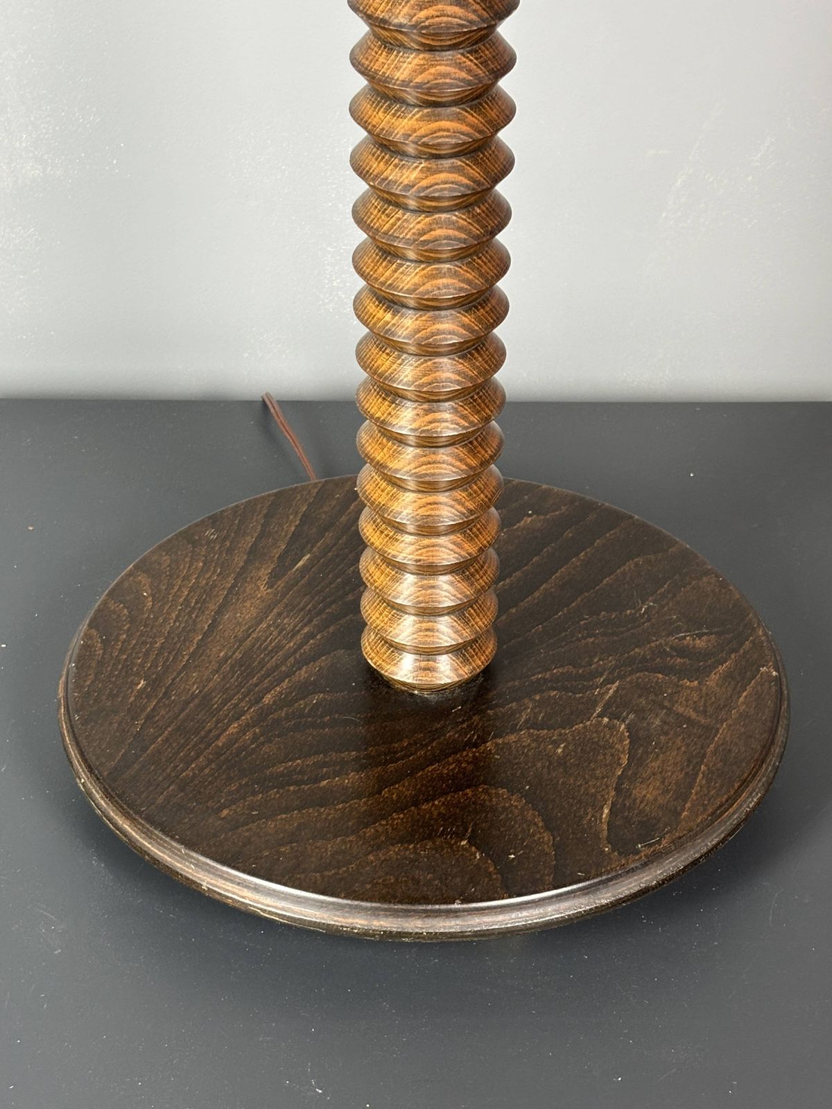 Large 95 Cm Midcentury Brutalist Wood Turned Mushroom Table Lamp, 1950s photo Lighting