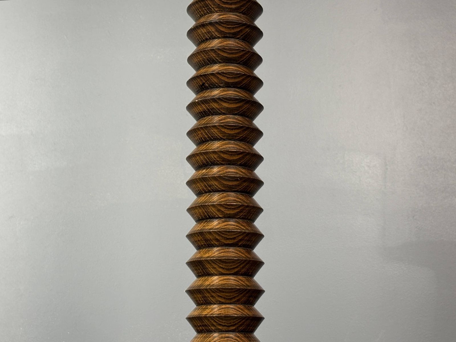Large 95 Cm Midcentury Brutalist Wood Turned Mushroom Table Lamp, 1950s photo vinterior