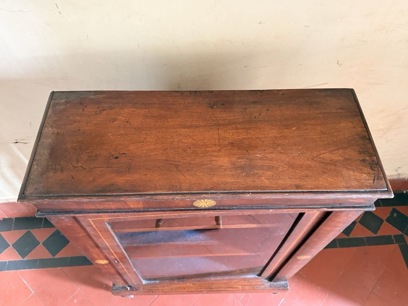 Antique Mahogany Inlaid Victorian Glass Drinks Pier Cabinet photo buy