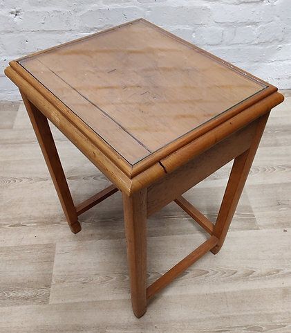 Oriental Hardwood Nest Of 4 Glass Top Tables photo Furniture