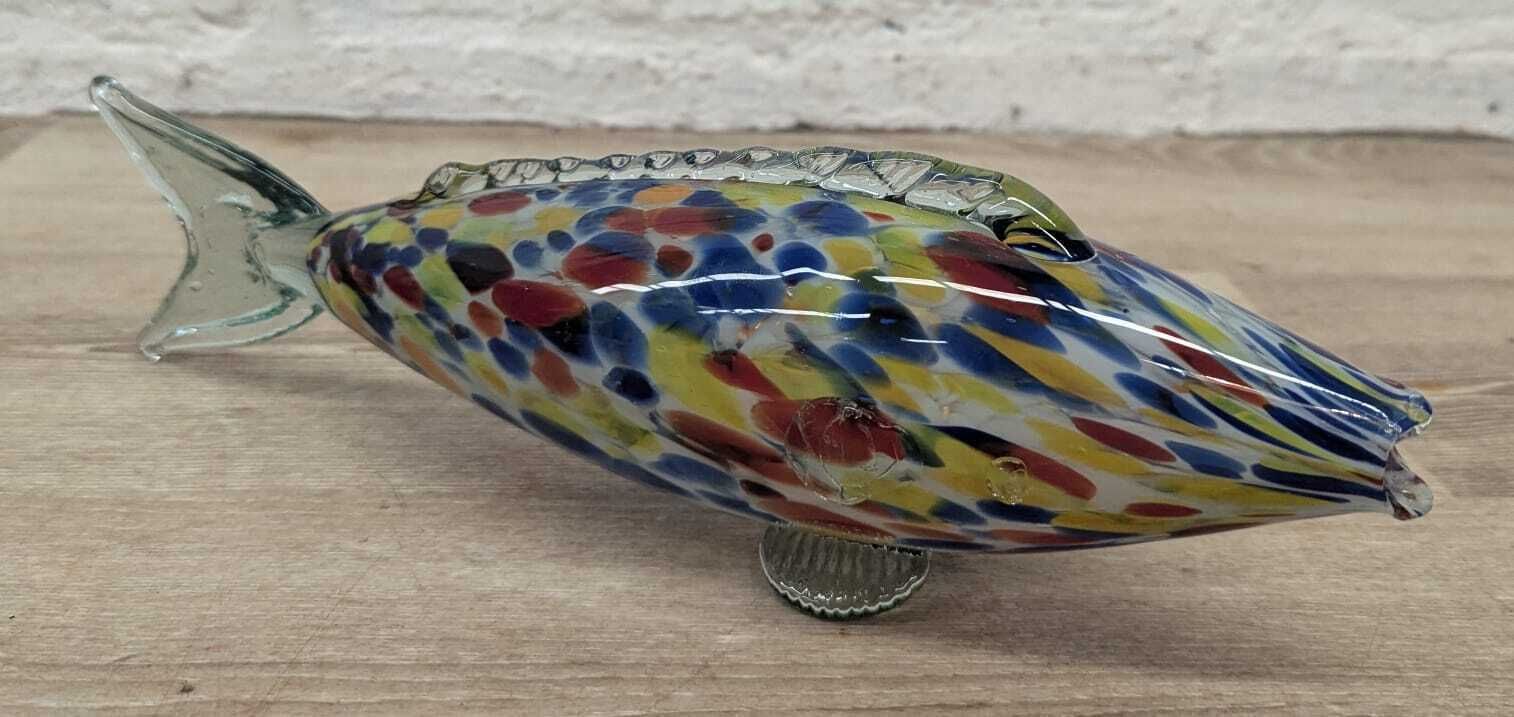 Mid Century Shoal Of 3 Hand Blown Murano Style Glass Fish photo for sale