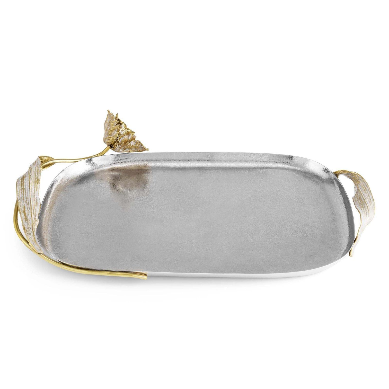 Pair Of Contemporary Silver And Gold Metal Tulip Serving Tray photo 1536.0