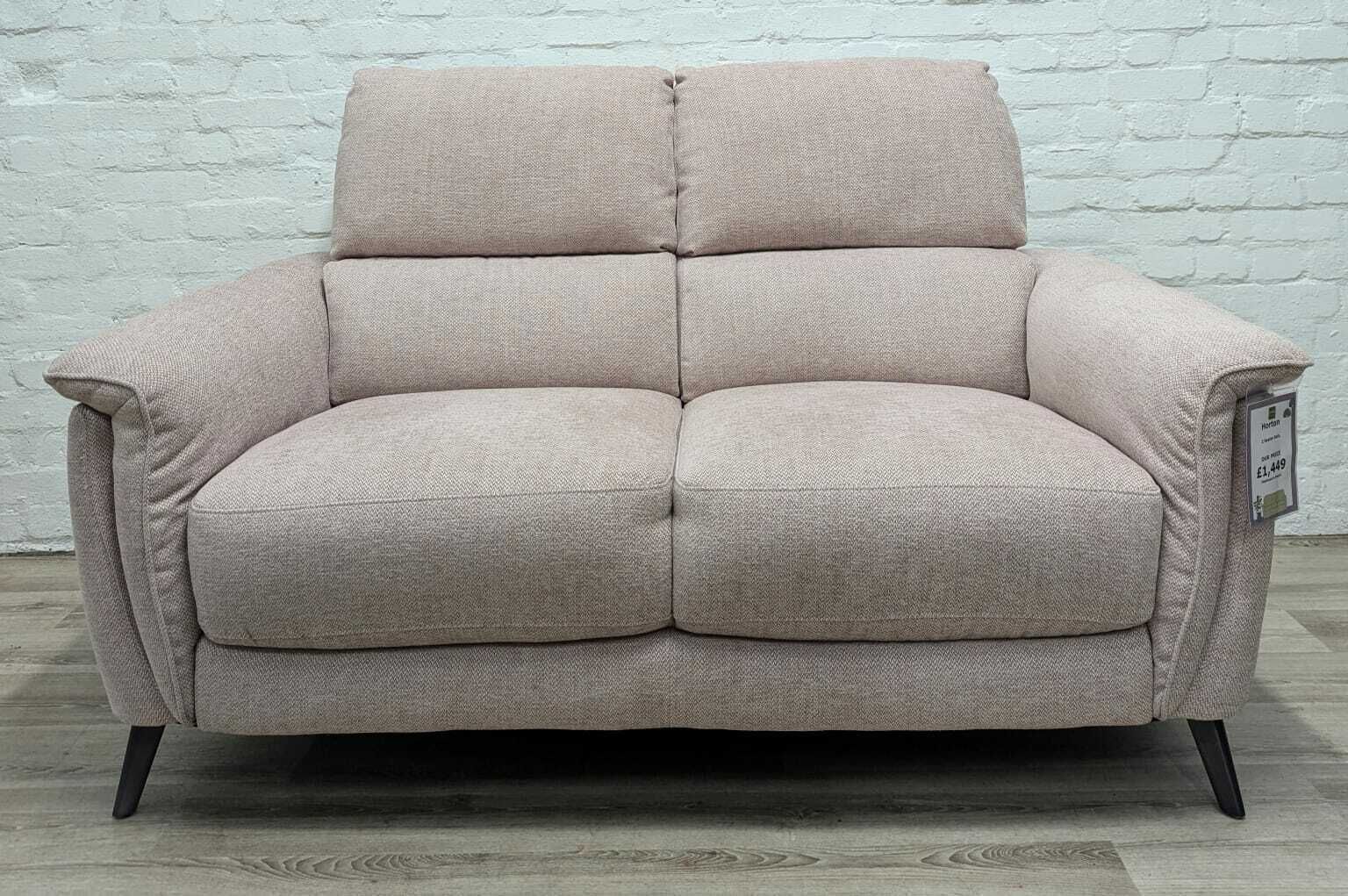 Ex   Display Horton 2 Seater Sofa In Baby Pink Weave Fabric photo Furniture