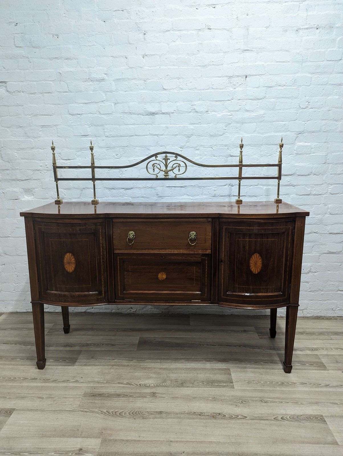 Edwardian Sheraton Style Sideboard With Brass Galllery photo furniture