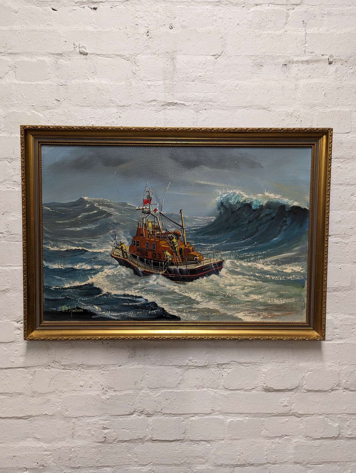 W.H. Stockholm Torbay Lifeboat Oil Painting