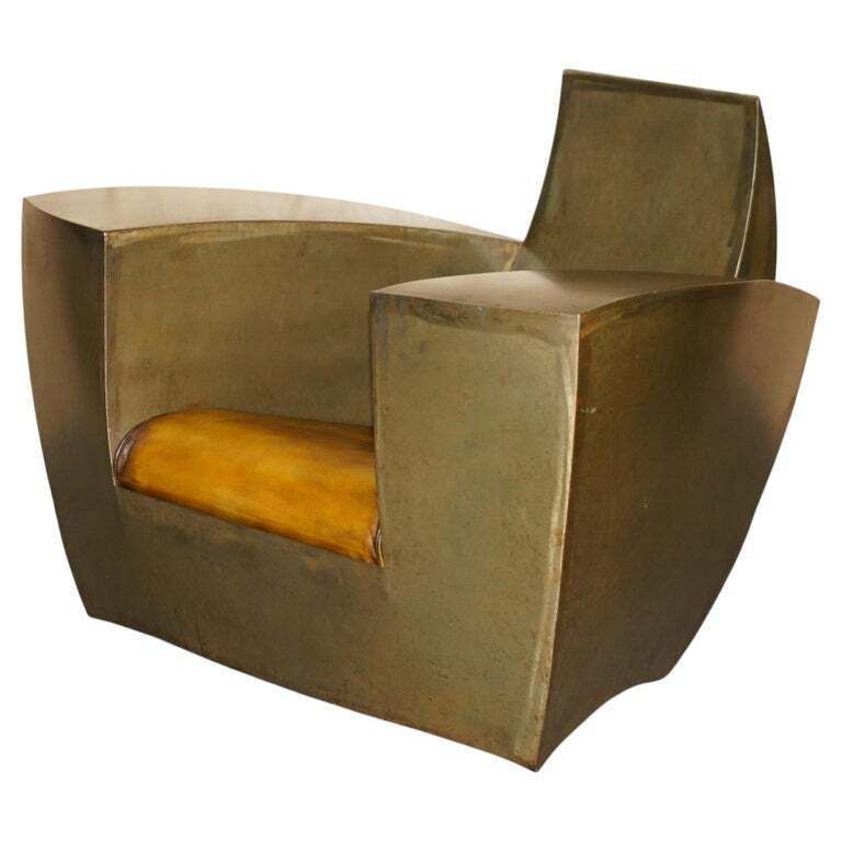 Original 1980's Jonathan Singleton Easy Number One Cubist Modernist Armchair