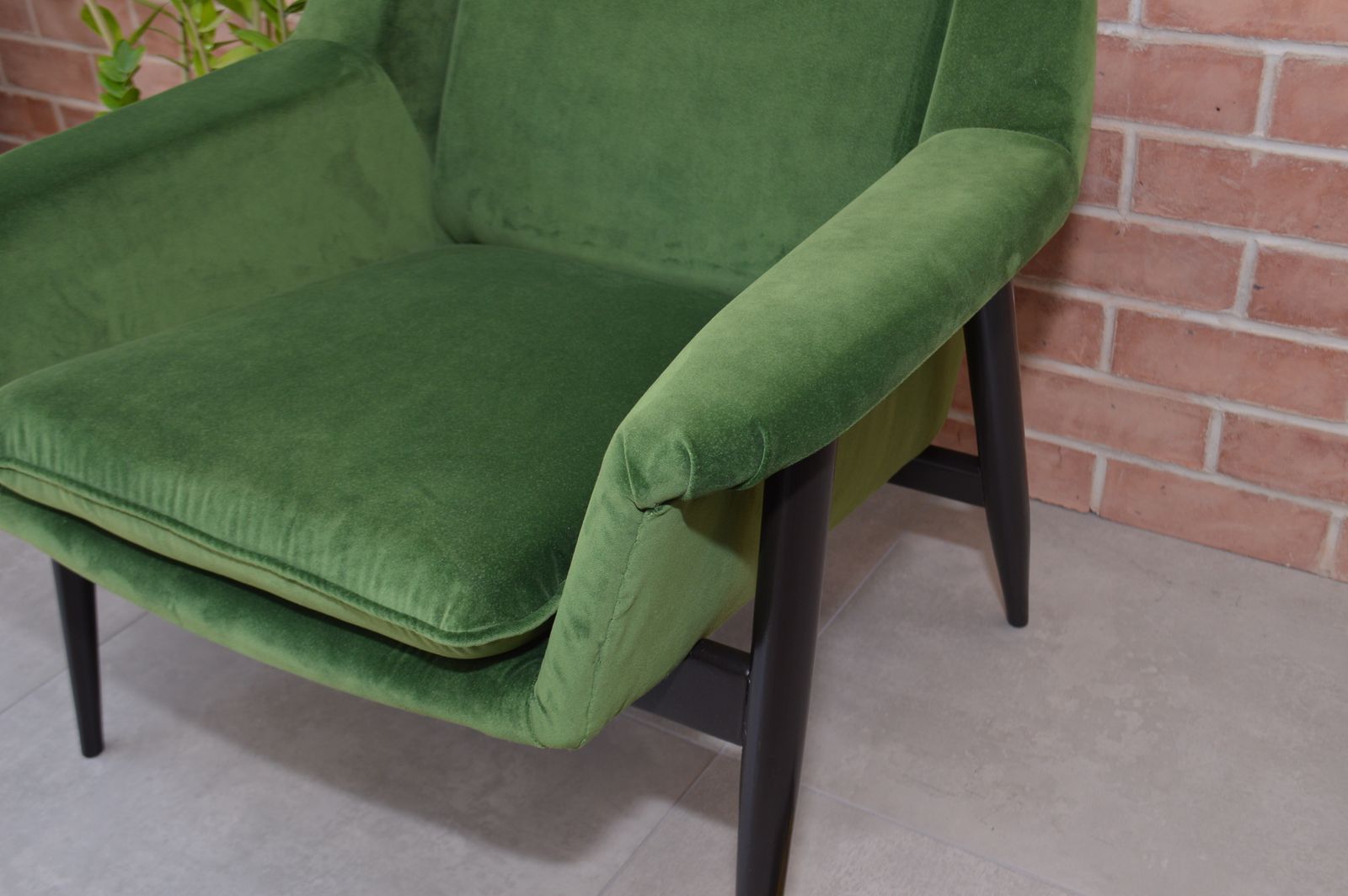 Mid Century Parker Knoll "New Menton" Model Pk940 Teak Armchair, Green Velvet Upholstery photo for sale