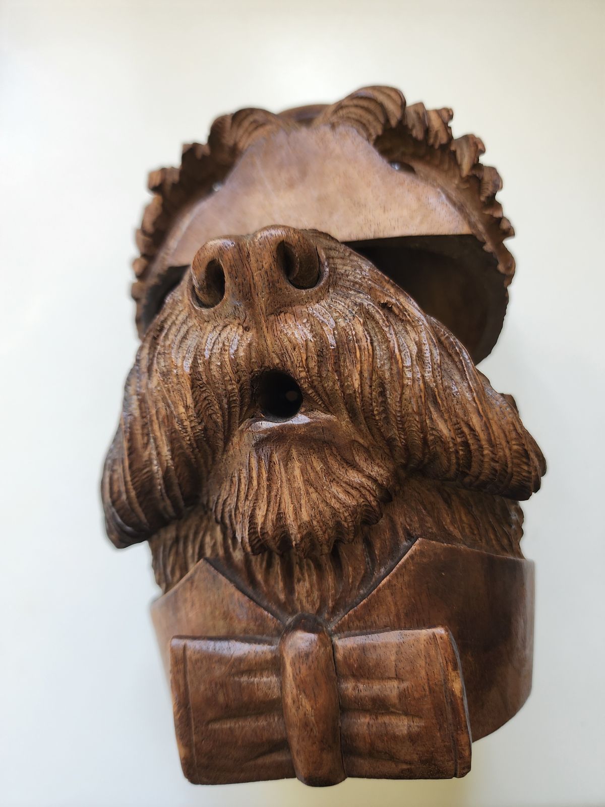 Art Wooden Carved Black Forest Terrier Tobacco Jar photo