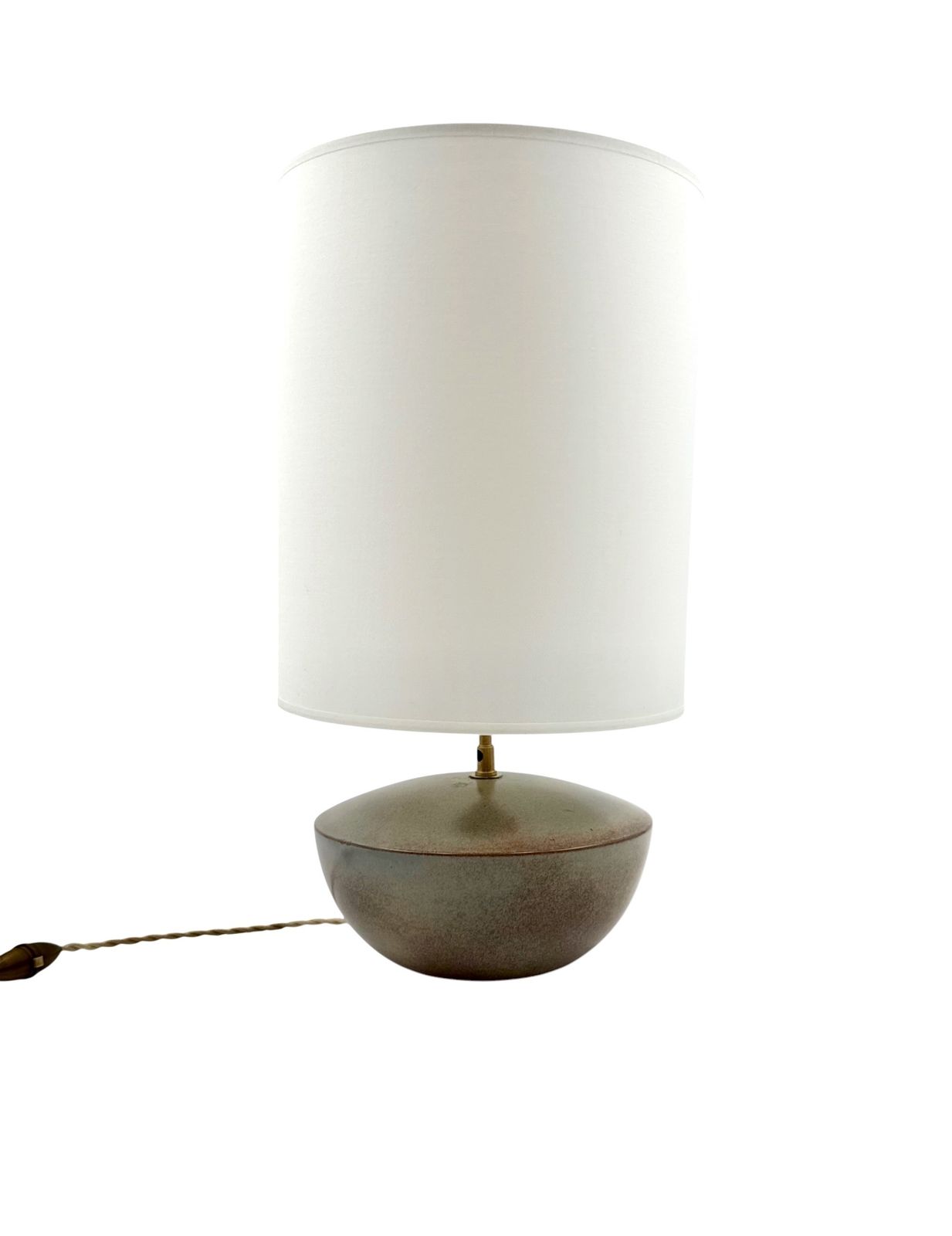 Mid Century Modern Green Ceramic Lamp Base, Alain Di Bin France 1960s photo vinterior