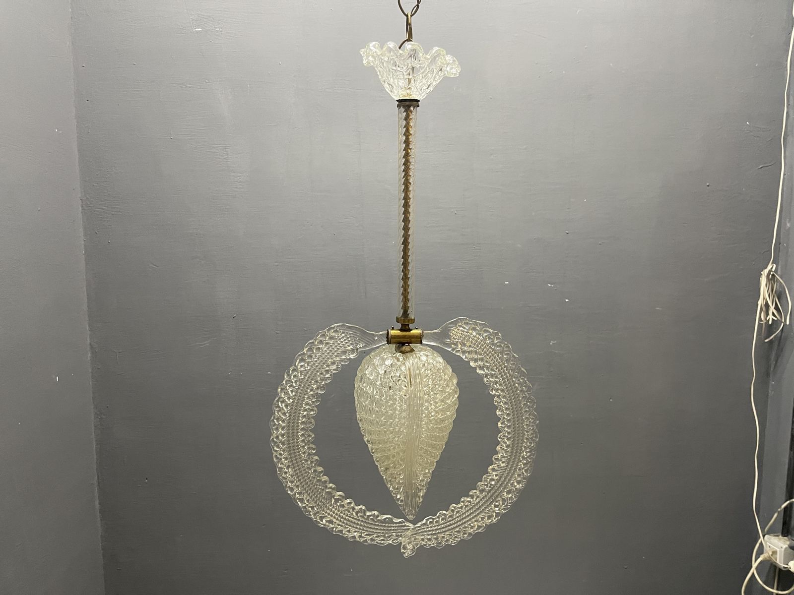 Murano Glass Pendant By Ercole Barovier, Italy, 1950s photo Lighting