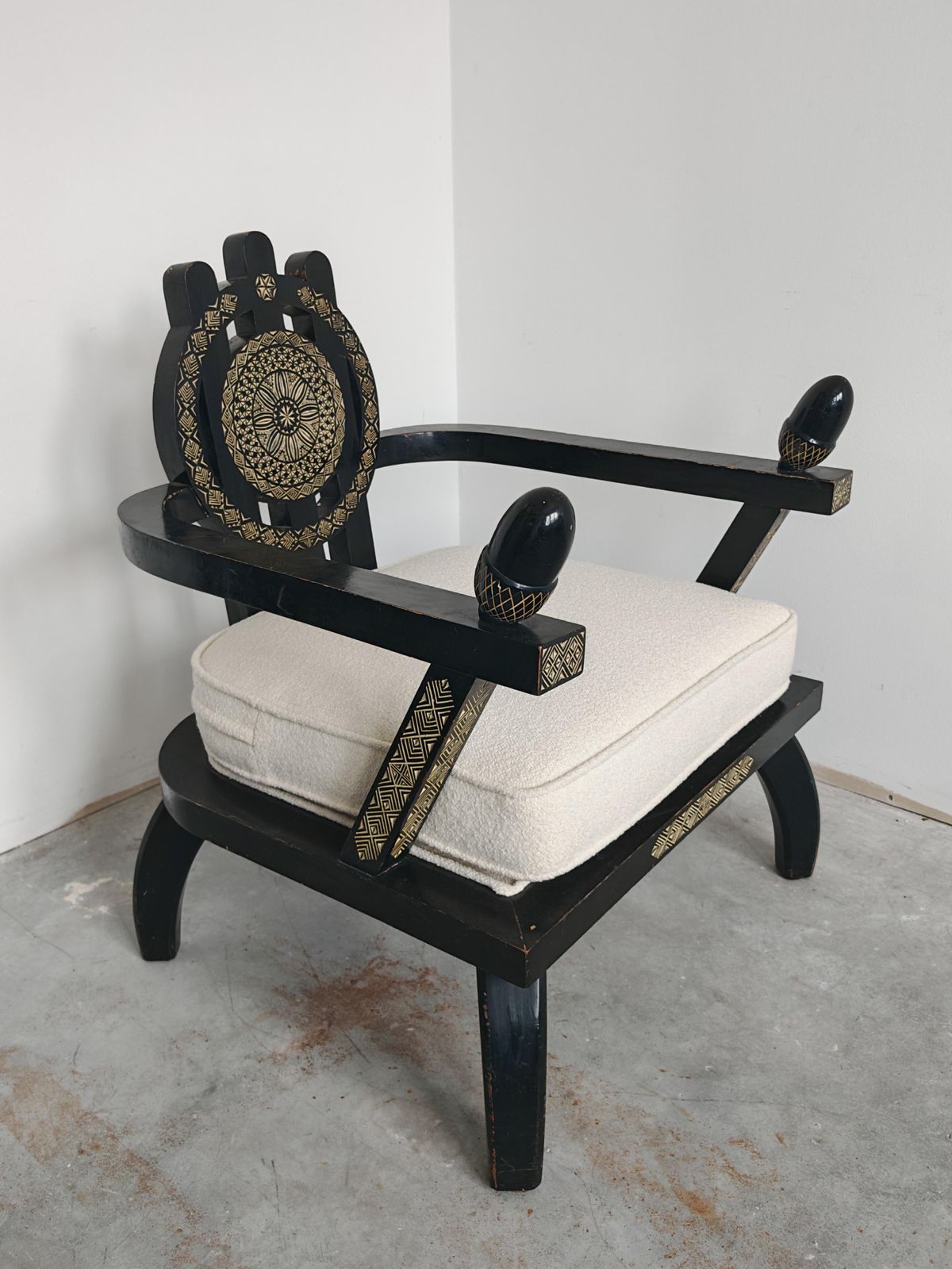 Throne Shaped Hand Carved Armchair In Ebonized Oak By Ettore Zaccari photo 3096.0