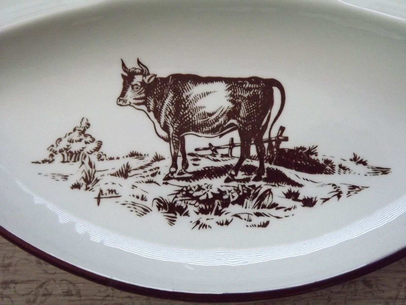 Set Of 6 Vintage 1970s French Porcelain Gien Hand Painted Fondue Plates 5821 photo vintage
