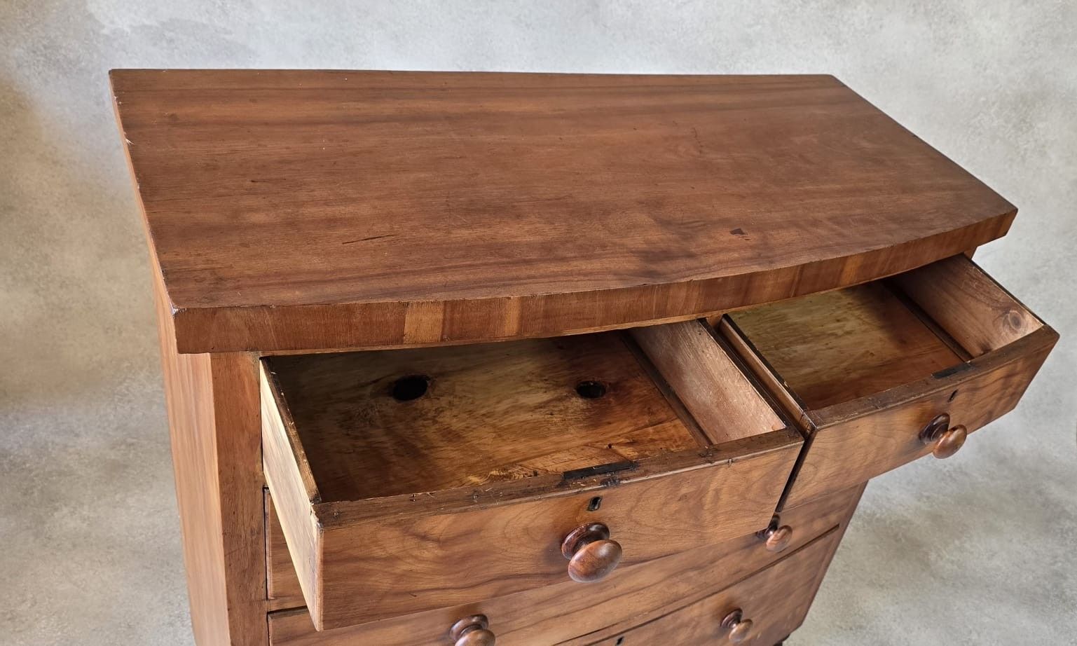 Furniture Victorian Antique Pine Chest Of Drawers 2 Over 3 Tallboy Scalloped Apron photo