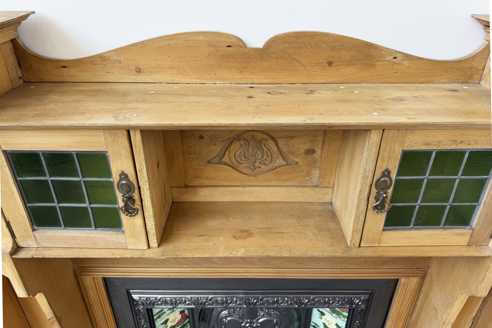 Tall Arts & Crafts Pine Fireplace Surround photo 1850.0
