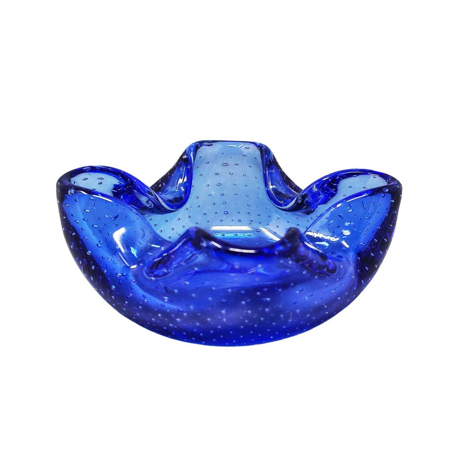1960s Mid Century Ashtray Or Catchall In Bullicante Murano Glass By Flavio Poli