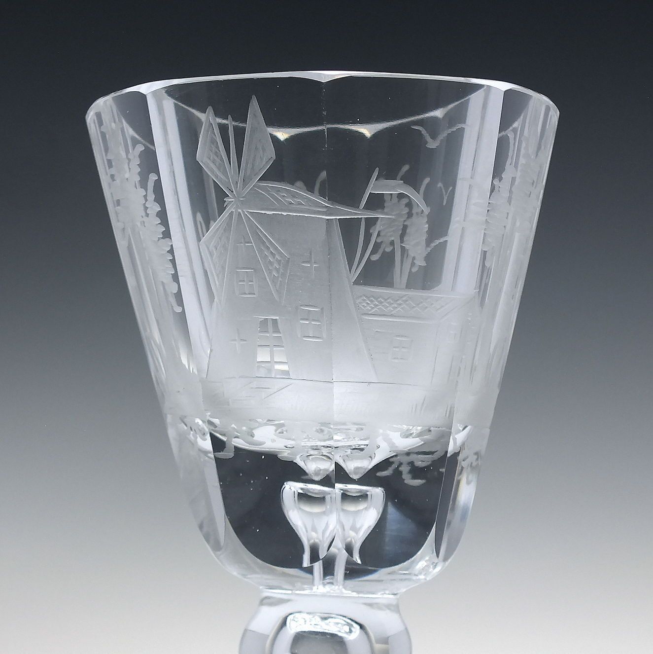 19th Century Engraved Wine Glass C1880 1900 photo Home Decor