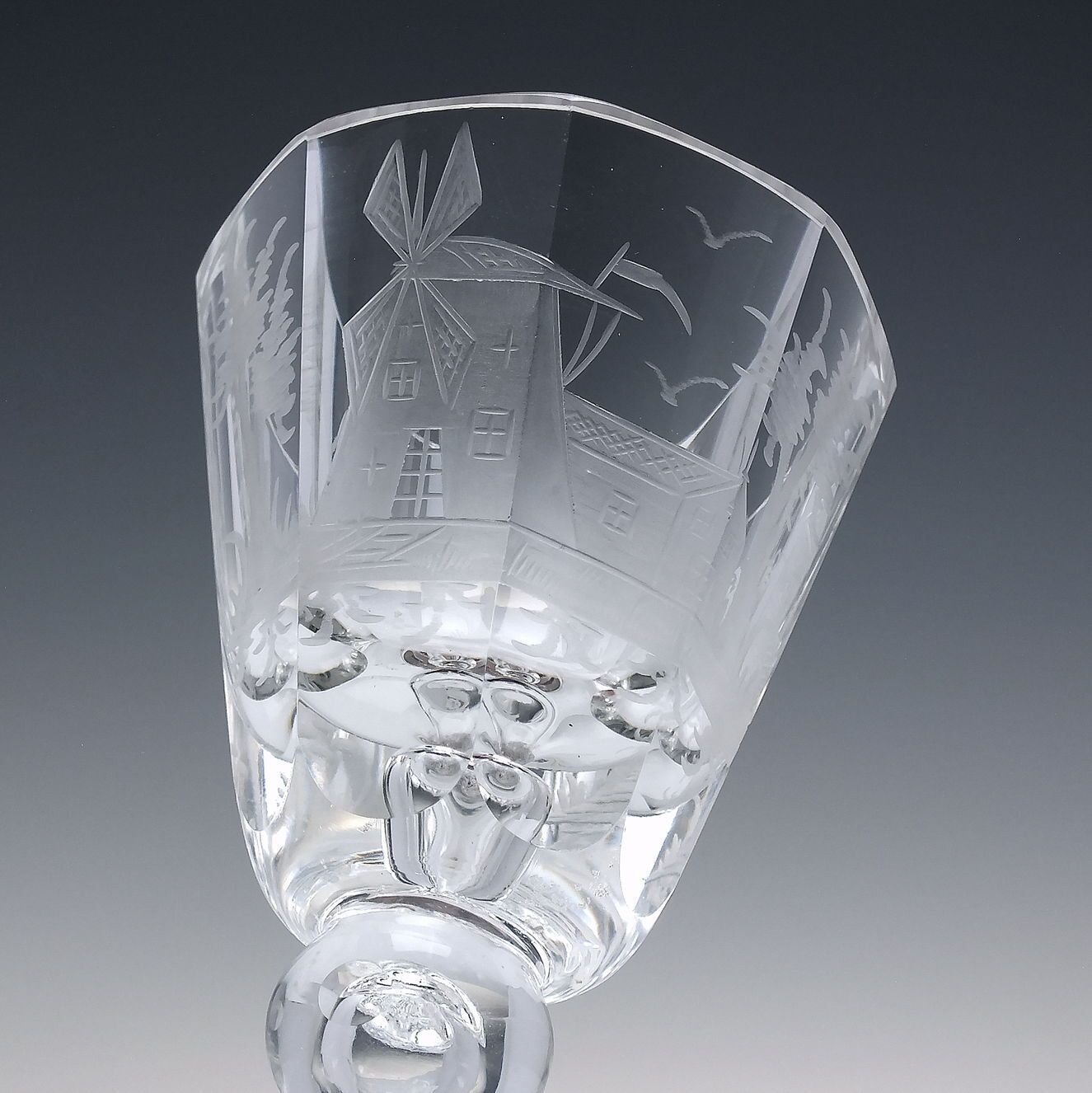 19th Century Engraved Wine Glass C1880 1900 photo vinterior