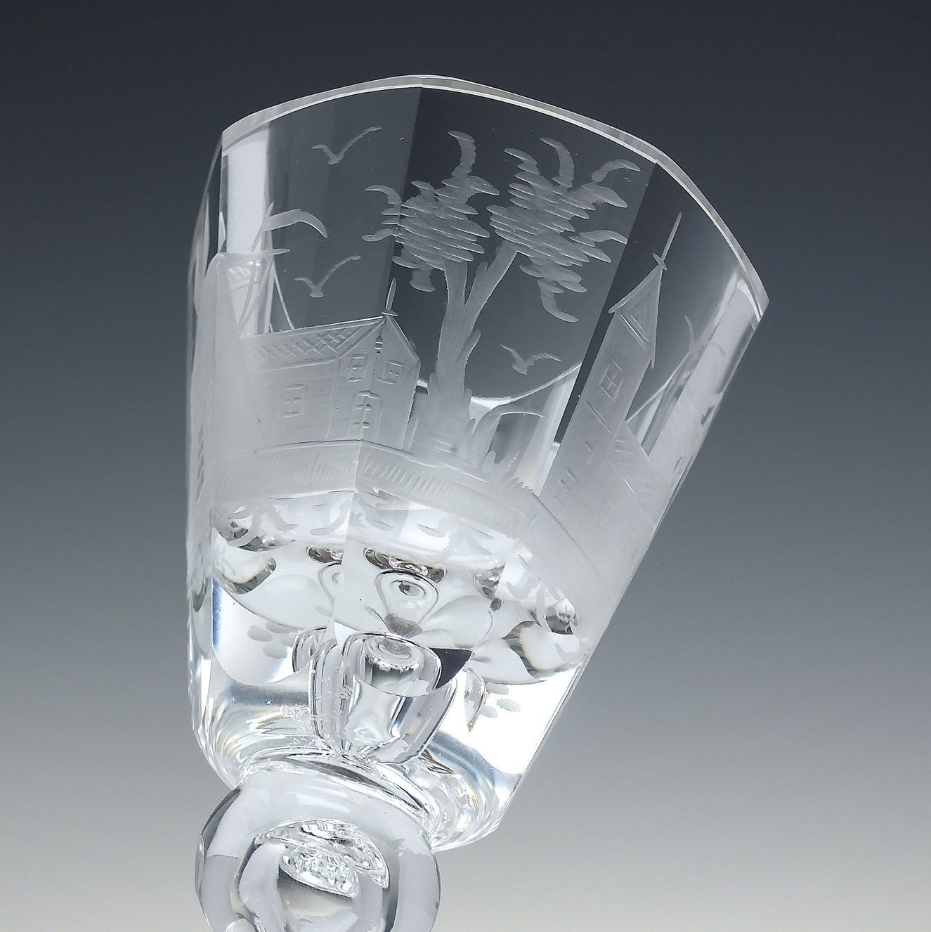 19th Century Engraved Wine Glass C1880 1900 photo buy