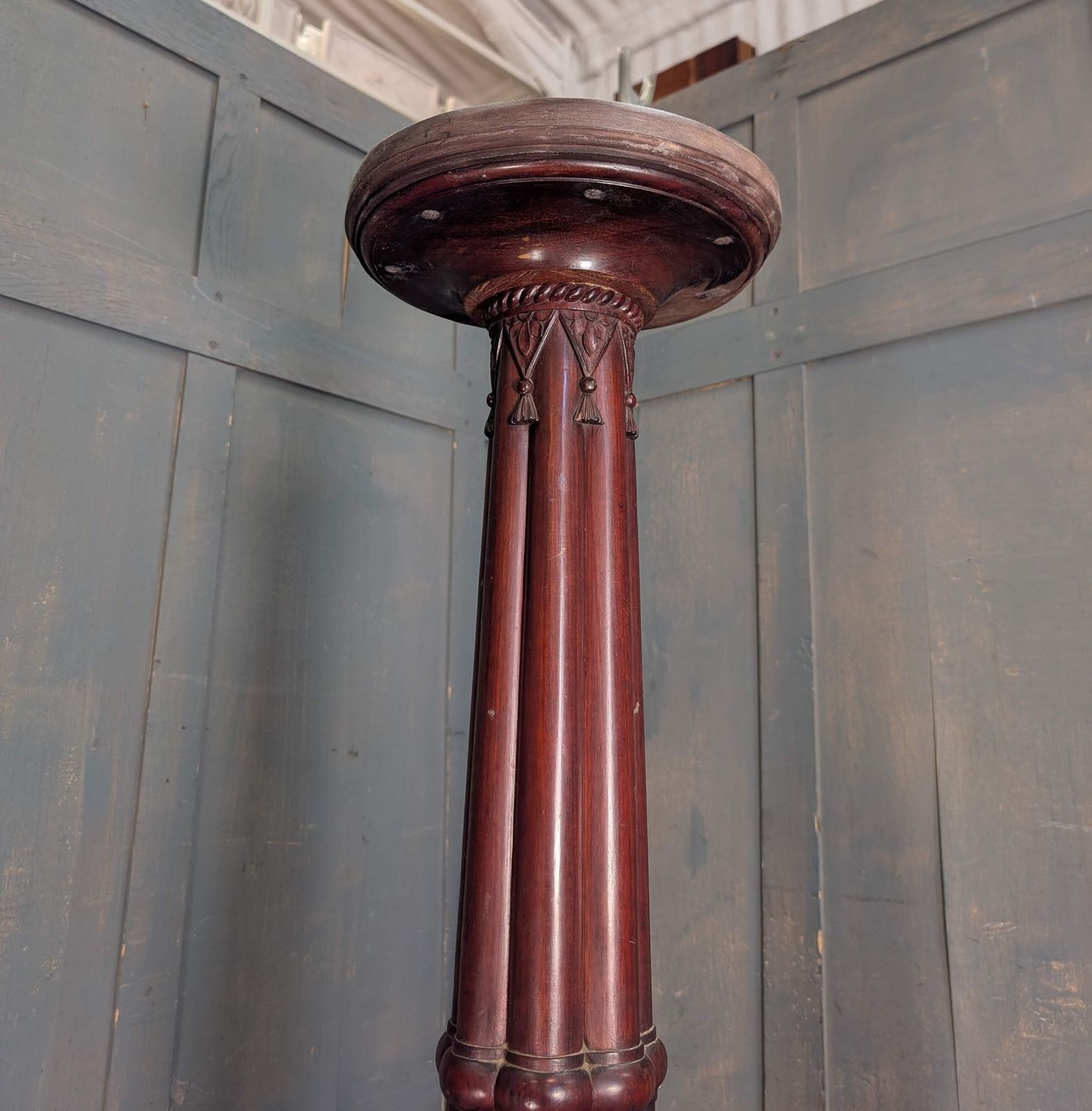 High Quality Antique Mahogany Empire Style Pedestal Plant Torchere Stand photo Home Decor